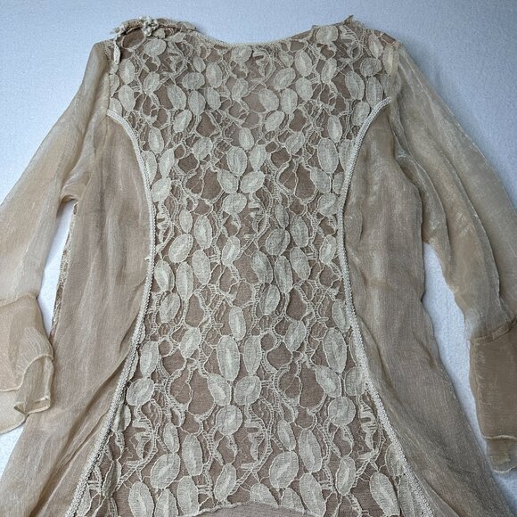 Scully Silk Womens Tunic Top Boho Flowy Sleeves Western Chic Beige Size Small - Picture 13 of 13